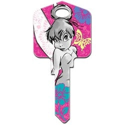 Howard Keys KW-D46 | Decorative Key Blank, Kwikset, Large Headed, Painted, Disney Tinker Bell Design, Individually Carded