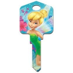 Howard Keys KW-D47 | Decorative Key Blank, Kwikset, Large Headed, Painted, Disney Tinker Bell Fairies Design, Individually Carded