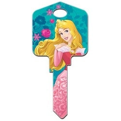 Howard Keys KW-D71 | Decorative Key Blank, Kwikset, Large Headed, Painted, Disney Princess Aurora Design, Individually Carded