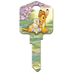 Howard Keys KW-D79 | Decorative Key Blank, Kwikset, Large Headed, Painted, Disney Bambi and Thumper Design, Individually Carded