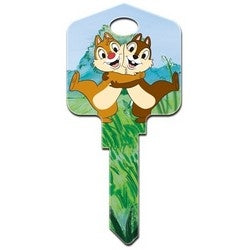 Howard Keys KW-D86 | Decorative Key Blank, Kwikset, Large Headed, Painted, Disney Chip N Dale Design, Individually Carded