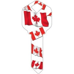 Howard Keys KW-HK28 | Decorative Key Blank, Kwikset, Canadian Flag Design