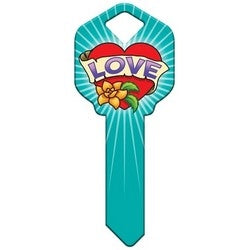 Howard Keys KW-HK39 | Decorative Key Blank, Kwikset, Love Design
