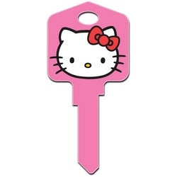 Howard Keys KW-SR1 | Decorative Key Blank, Kwikset, Large Headed, Painted, Hello Kitty Design, Pink, Individually Carded