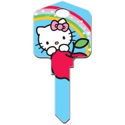 Howard Keys KW-SR4 | Decorative Key Blank, Kwikset, Large Headed, Painted, Hello Kitty Design, Blue, Individually Carded