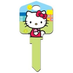 Howard Keys KW-SR5 | Decorative Key Blank, Kwikset, Large Headed, Painted, Hello Kitty Design, Green, Individually Carded