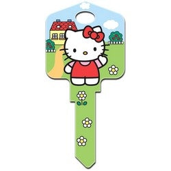 Howard Keys KW-SR6 | Decorative Key Blank, Kwikset, Large Headed, Painted, Hello Kitty House Design, Individually Carded