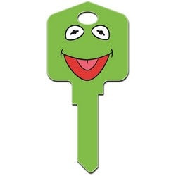 Howard Keys SC1-D22 | Decorative Key Blank, Schlage, Large Headed, Painted, Disney Kermit and Miss Piggy Design, Individually Carded