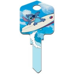 Howard Keys SC1-D67 | Decorative Key Blank, Schlage, Large Headed, Painted, Disney Stich Surfing Design, Individually Carded