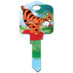 Howard Keys SC1-D75 | Decorative Key Blank, Schlage, Disney Tigger Design on Front, Pooh/Tigger/Eeyore Design on Back, Individually Carded