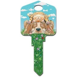 Howard Keys SC1-GP4 | Decorative Key Blank, Schlage, Large Headed, Painted, Gary Patterson Lazy Day Design, Individually Carded