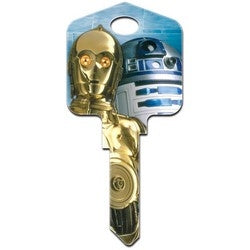 Howard Keys SC1-SW6 | Decorative Key Blank, Schlage, Large Headed, Painted, Star Wars C-3PO and R2-D2 Design