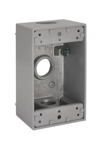Hubbell Premise Wiring 5324-0 | Weatherproof Box, 2.81 in., 4.55 in., 2 in., 18.3 cu. in., Aluminum, Gray, 1, 3/4 in., NEMA 3R