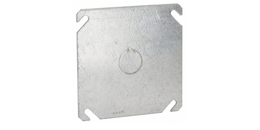 Hubbell Premise Wiring 753 | Flat Cover, Steel, Square, 1, 4 in. Ht, 4 in. Wd, 0.063 in. Thk, Silver, For Electrical Box