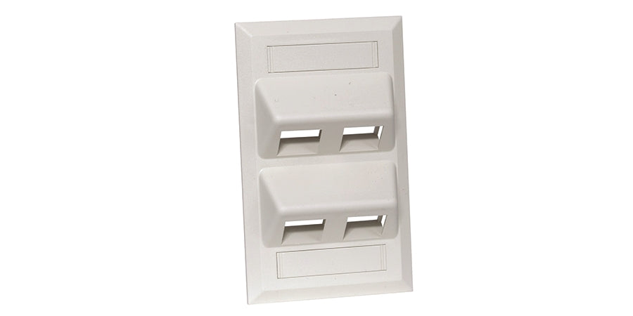 Hubbell Premise Wiring AFP14 | Wall Plate, High-Impact Thermoplastic, Standard, Width 2.75 in., 4 Port, 1 Gang, Office White