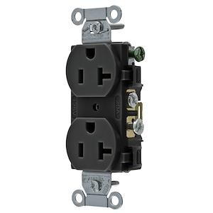 Hubbell Premise Wiring CR20BLK | Duplex Receptacle, 20 A, 125 V, 5-20R, Black