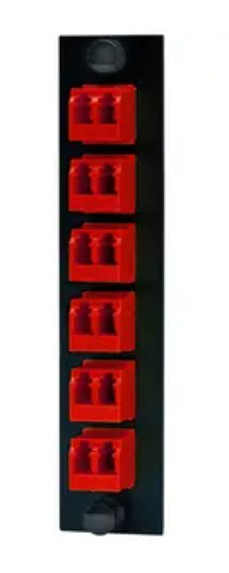 Hubbell Premise Wiring FSPNLCDS6R | Fiber Panel Adapter, Black/Red Housing, Duplex Body, Multi-Mode
