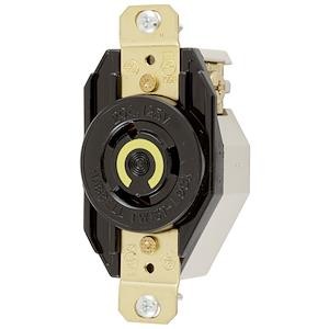 Hubbell Premise Wiring HBL2310 | Flush Receptacle, 20 A, 125 V, 2-Pole, 3-Wire, Black