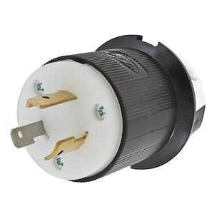 Hubbell Premise Wiring HBL2311 | Locking Plug, 20 A, 125 V, 2-Pole, 3-Wire, Black/White