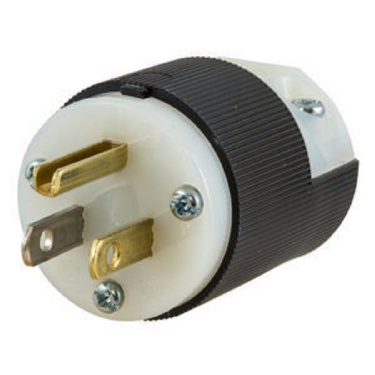 Hubbell Premise Wiring HBL5266C | Straight Blade Plug, 15 A, 125 V, 2-Pole, 3-Wire, Black/White