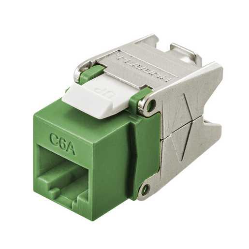 Hubbell Premise Wiring HJU6AGN24 | Modular Jack, Cat 6A, Cobra-Lock IDC, UTP, RJ45 Jack, 1000VAC, Green