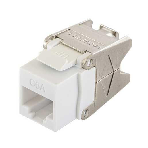 Hubbell Premise Wiring HJU6AW | Modular Jack, Cat 6A, IDC, UTP, RJ45 Jack; A/b Universal, 1 Port, 1000VAC, White