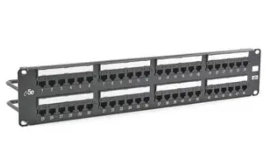 Hubbell Premise Wiring HP5E48 | Patch Panel, Black, 2 Units, Steel, 48 ports