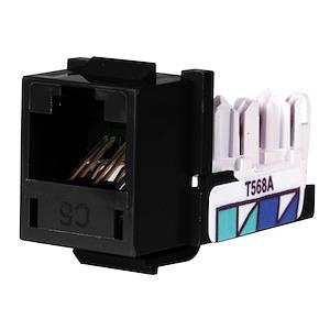 Hubbell Premise Wiring HXJ6BK | RJ45 Modular UTP Jack, Cat 6, Black, Thermoplastic, 1 Port, 110 Style, Keystone, Snap-Fit, 8 Wire