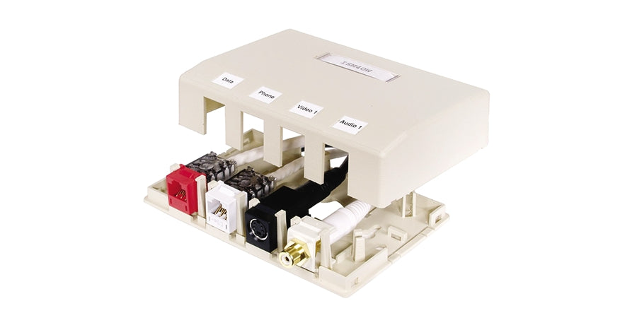 Hubbell Premise Wiring ISB4OW | Surface Mount Box, Off White, Screw, Composite, Not Loaded, 4 Ports