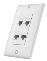 Hubbell Premise Wiring NS614W | Wall Plate, 4 -Gang, 4 -Port, White, High-Impact Thermoplastic, Smooth, Standard