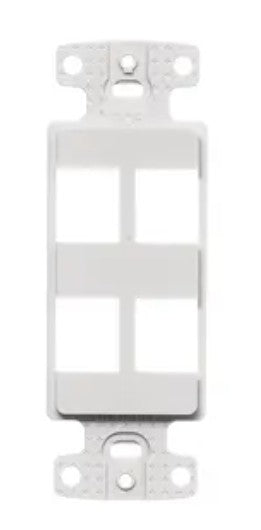 Hubbell Premise Wiring NS614W | Wall Plate, 4 -Gang, 4 -Port, White, High-Impact Thermoplastic, Smooth, Standard
