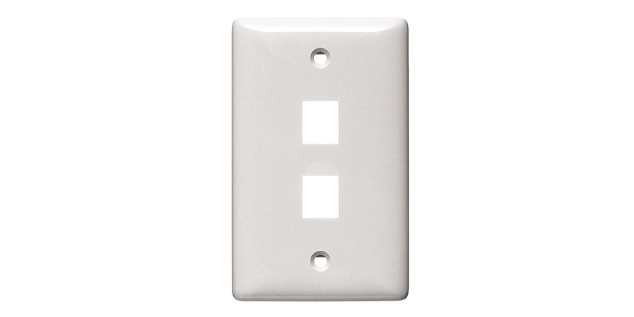 Hubbell Premise Wiring NSP12W | Wall Plate, White, 1 Gang, High-Impact Thermoplastic (UL 94V-0), Flush Mount, Vertical, 2 Port