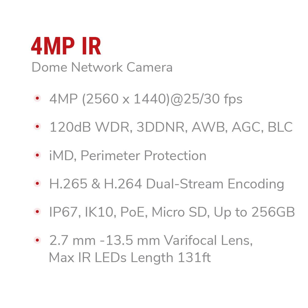 IC Realtime IPEG-D40V-IRW3 | 4MP IP Indoor/Outdoor Mid-Size Vandal Dome Camera