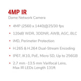IC Realtime IPEG-D40V-IRW3 | 4MP IP Indoor/Outdoor Mid-Size Vandal Dome Camera