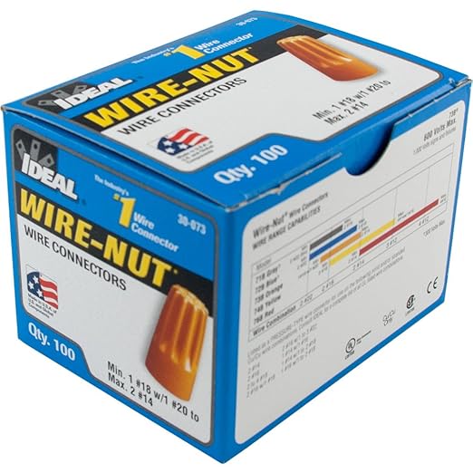 Ideal Industries Usa 30-073 | Wire-Nut 73B Wire Connector, Orange (Pack of 100)