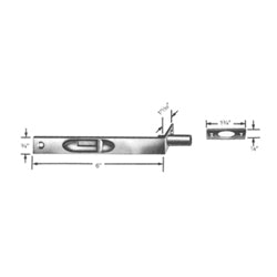 Ives, H. B. 262B3 | Door Flush Bolt, Manual, 6" Length x 3/4" Width x 1-11/32" Depth, 1" Throw, Solid Brass, Clear Coated Bright Brass