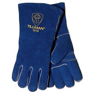 John Tillman 1018 | Select Shoulder Split Cowhide Welding Gloves Gauntlet Cuff, Cotton/Foam Lined, Blue, Large