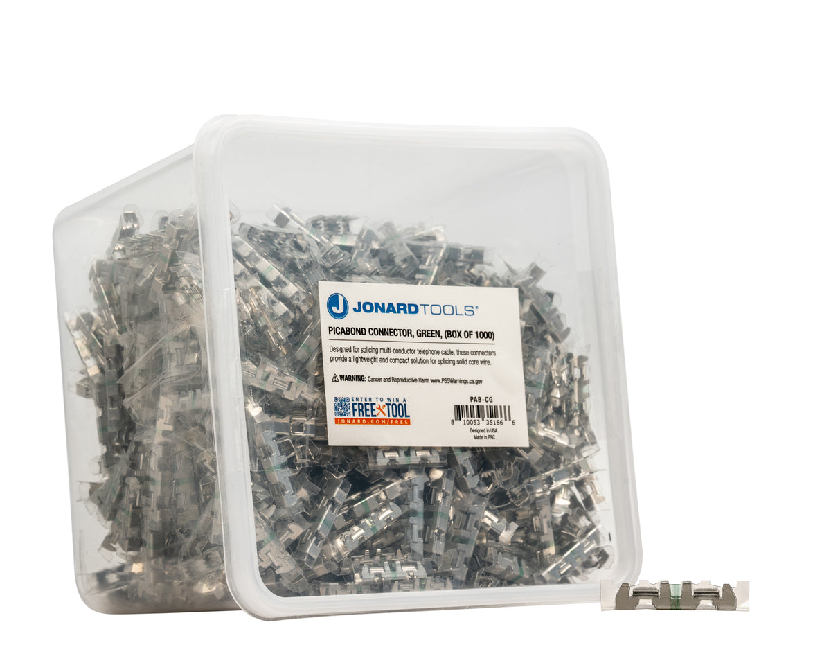Jonard PAB-CG | Picabond Connector, Green, (Box of 1000)
