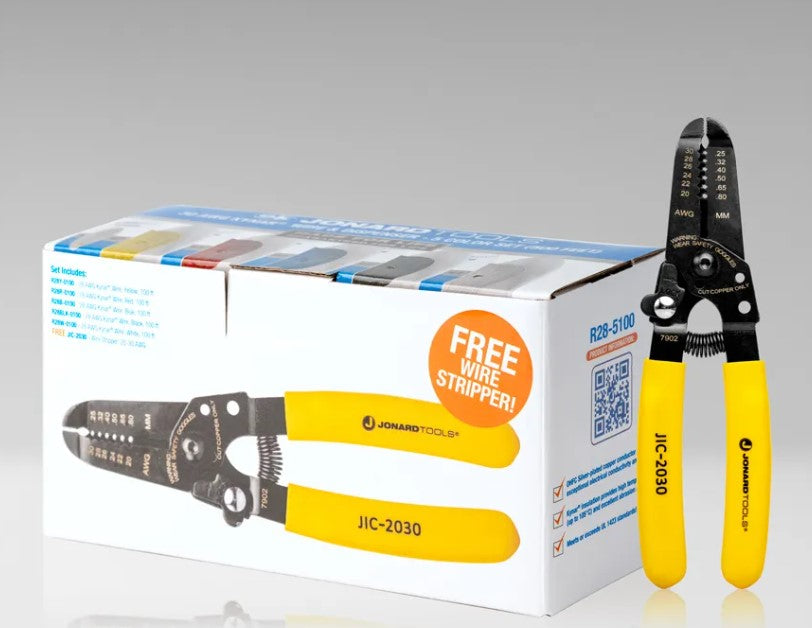 Jonard R28-5100 | 28 AWG Kynar® Wire & Dispenser Box, 5 Color Set (500 feet)