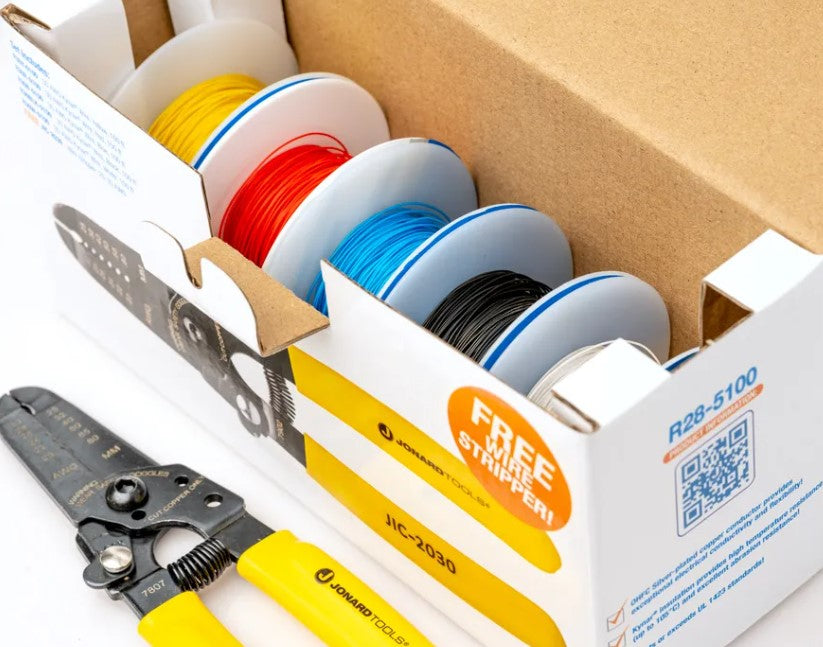 Jonard R28-5100 | 28 AWG Kynar® Wire & Dispenser Box, 5 Color Set (500 feet)