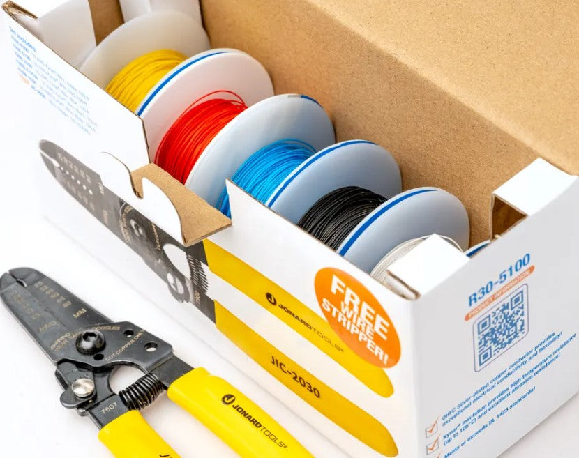 Jonard R30-5100 | 30 AWG Kynar® Wire & Dispenser Box, 5 Color Set (500 feet)
