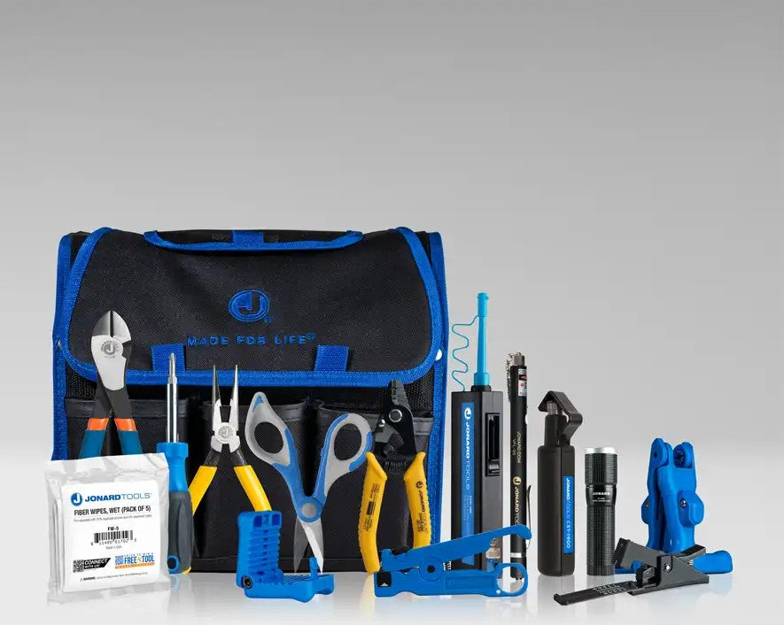 Jonard TK-150 | Fiber Prep Kit with Connector Cleaner, Fiber Cleaver, & Visual Fault Locator
