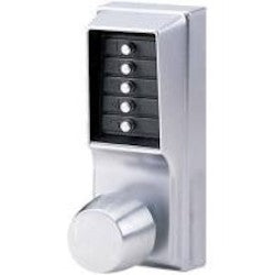 Kaba 1011-26D-41 | Cylindrical Lock, Heavy Duty, 3-1/8" Width x 7-3/8" Height, Metal Keypad, Satin Chrome with Knob