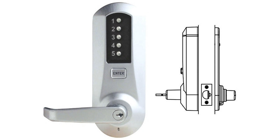 Kaba 5021B-WL-26D-41 | Mechanical Pushbutton Lock, Grade 1, Storeroom Function, Satin Chrome (US26D)