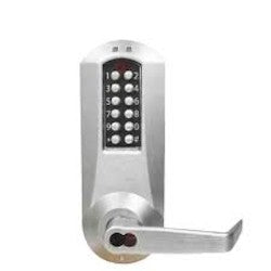Kaba E5031S-WL-626-41 | Electronic Pushbutton Lock, Extra Heavy Duty, LFIC Schlage, 1/2" Cylindrical Throw Latch, Cylindrical Lock, Winston Lever, Satin Chrome