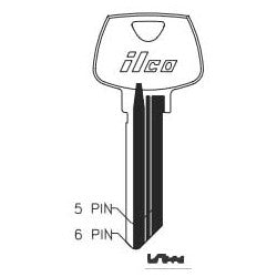 Kaba Ilco 01007HB NS A51 | Cylinder Lock Key Blank, 6-Pin, Sectional, Natural Nickel Silver, 10 Price Group, For Sargent