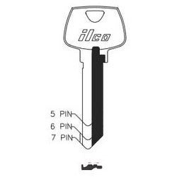 Kaba Ilco 01007LB NS A35 | Cylinder Lock Key Blank, 6-Pin, Sectional, Natural Nickel Silver, 7 Price Group, For Sargent