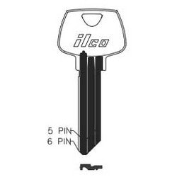 Kaba Ilco 01007RA NS A35 | Cylinder Lock Key Blank, 6-Pin, Sectional, Natural Nickel Silver, 7 Price Group, For Sargent