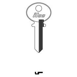 Kaba Ilco 1000FR NP A14 | Cylinder Lock Key Blank, 6-Disc, Reverse, Brass, Nickel Plated, 14 Price Group, For Corbin Cabinet Lock