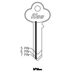 Kaba Ilco 1001EA NP A12 | Cylinder Lock Key Blank, 6-Pin, Brass, Nickel Plated, 12 Price Group, For Corbin/Russwin
